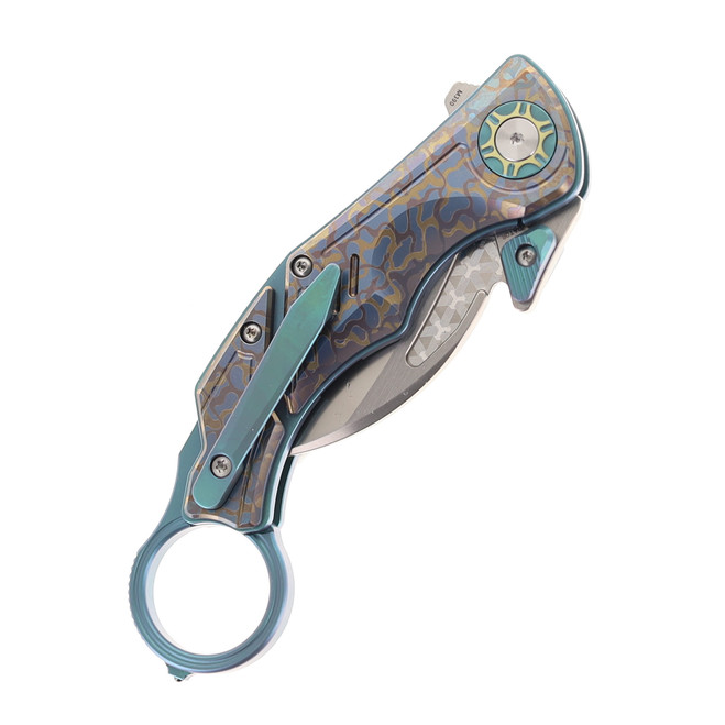 Critical Strike Predator Folding Knife Karambit Camo Titanium 4