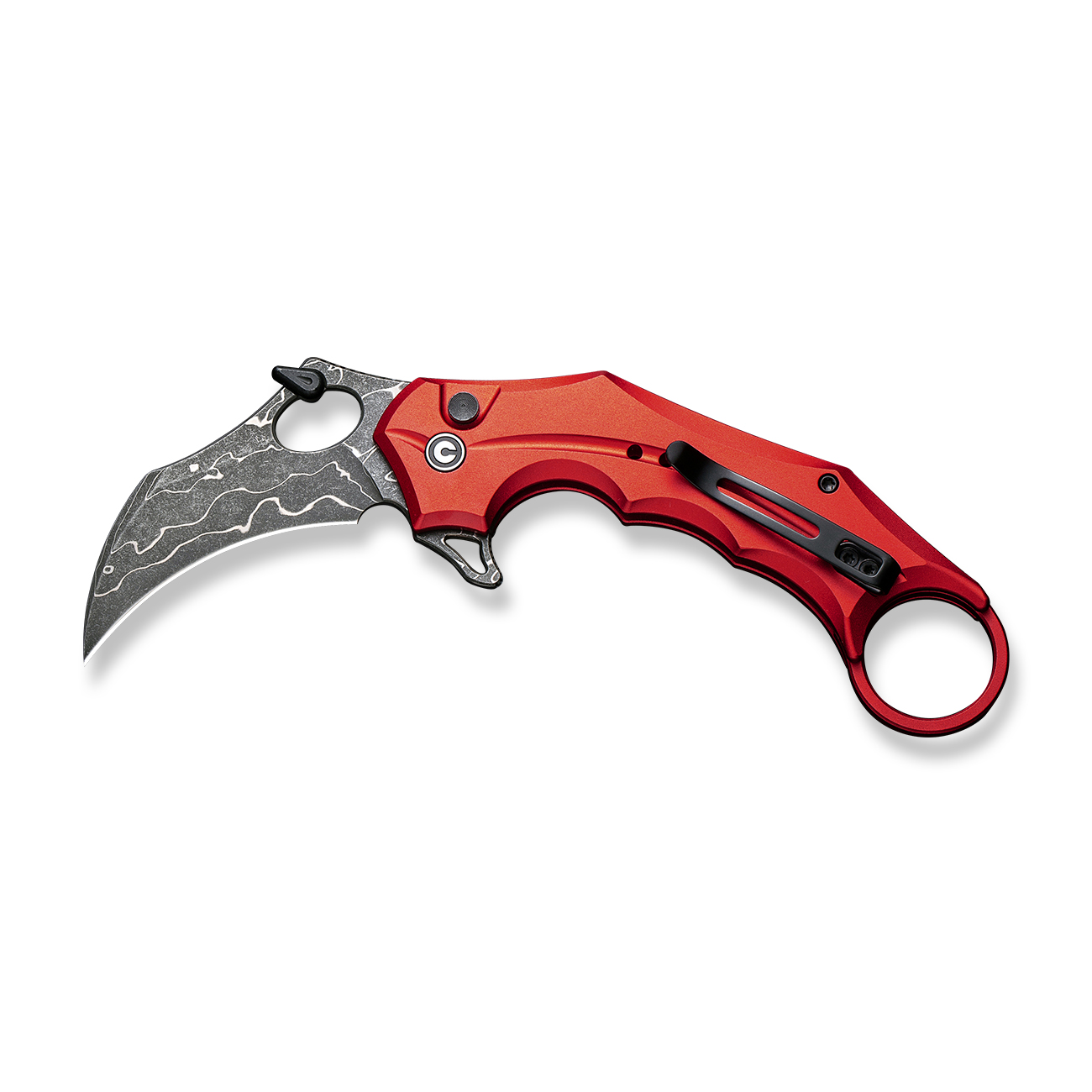 CIVIVI Incisor II Red Aluminum Damascus 7