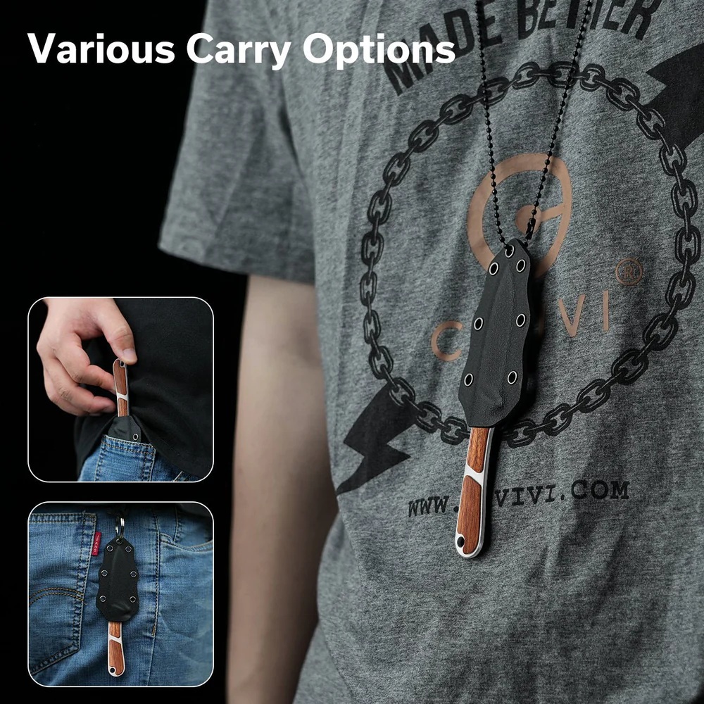 CIVIVI Mini Elementum Fixed Blade Guibourtia Wood 4