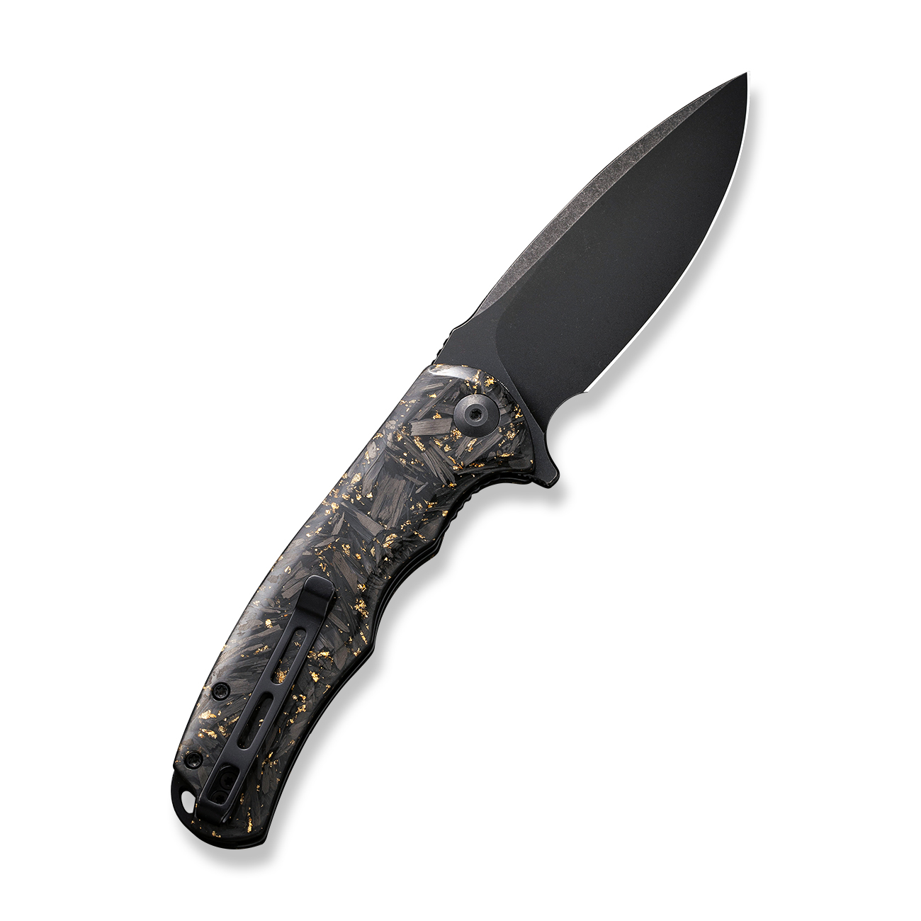 Нож CIVIVI Knife Praxis 9Cr18MoV Shredded Carbon Fiber And Golden Shred In Clear Resin