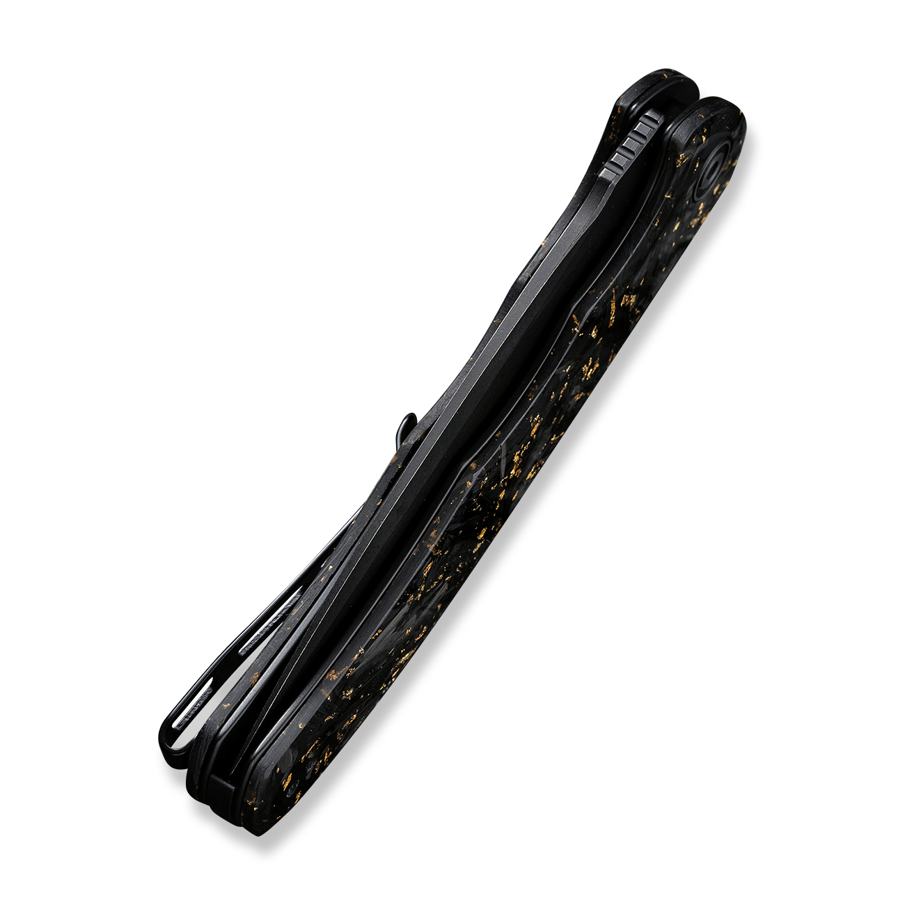 CIVIVI Praxis Shredded Carbon Fiber And Golden Shred In Clear Resin 4