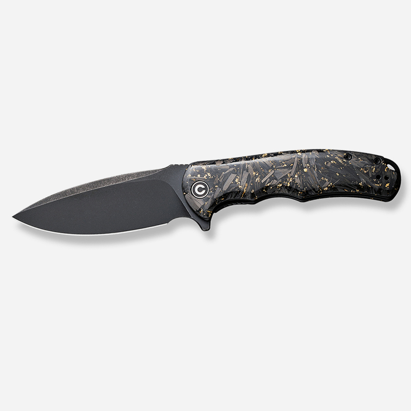 Нож CIVIVI Knife Praxis 9Cr18MoV Shredded Carbon Fiber And Golden Shred In Clear Resin