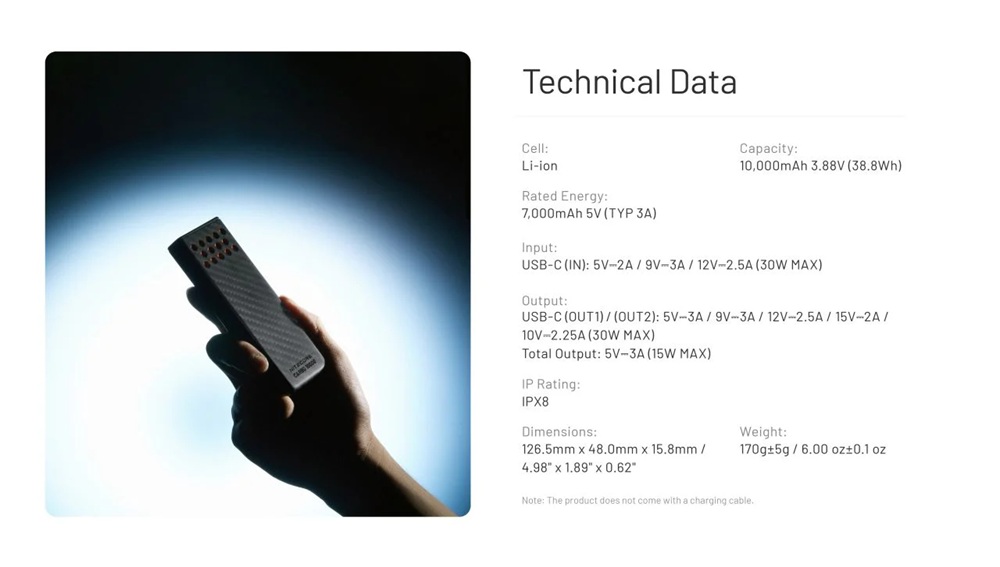 Бързозареждаща се външна батерия Nitecore CARBO 10000 Gen2 Power Bank, оранжева 20