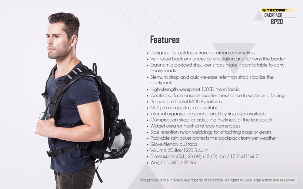 Многофункционална раница Nitecore BP20 23