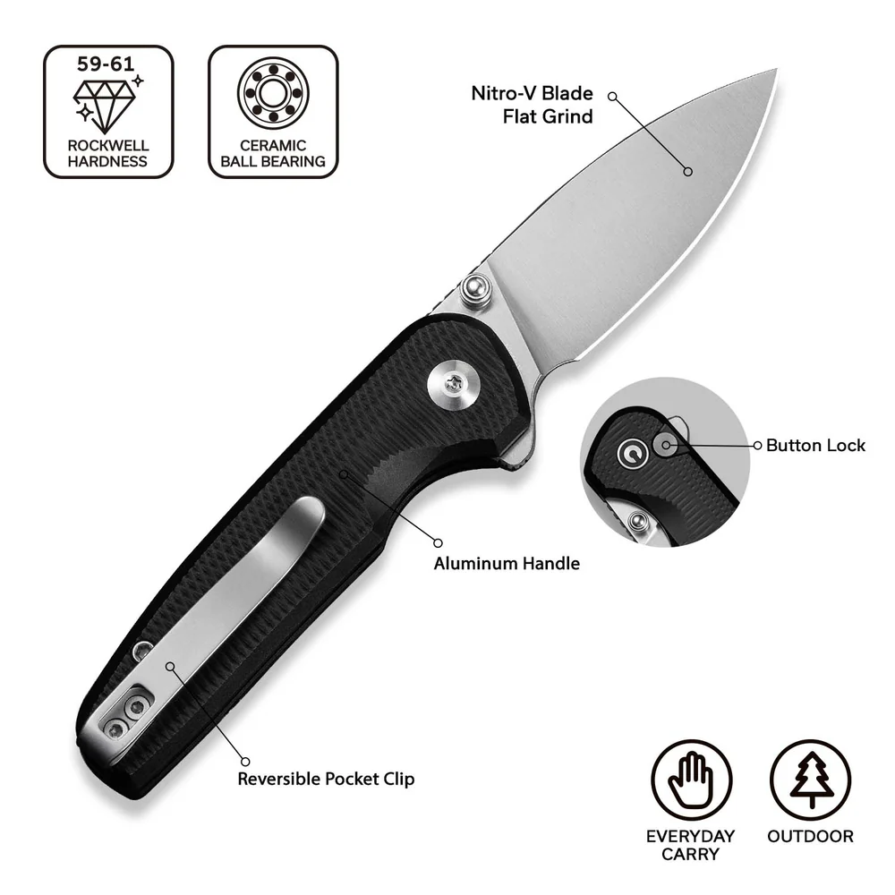 CIVIVI Mini Shakan Black Aluminum 7