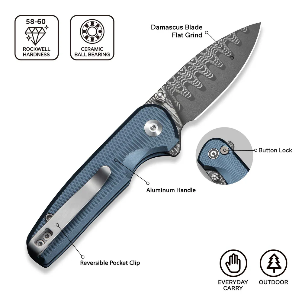 CIVIVI Mini Shakan Blue Aluminum Handle 7