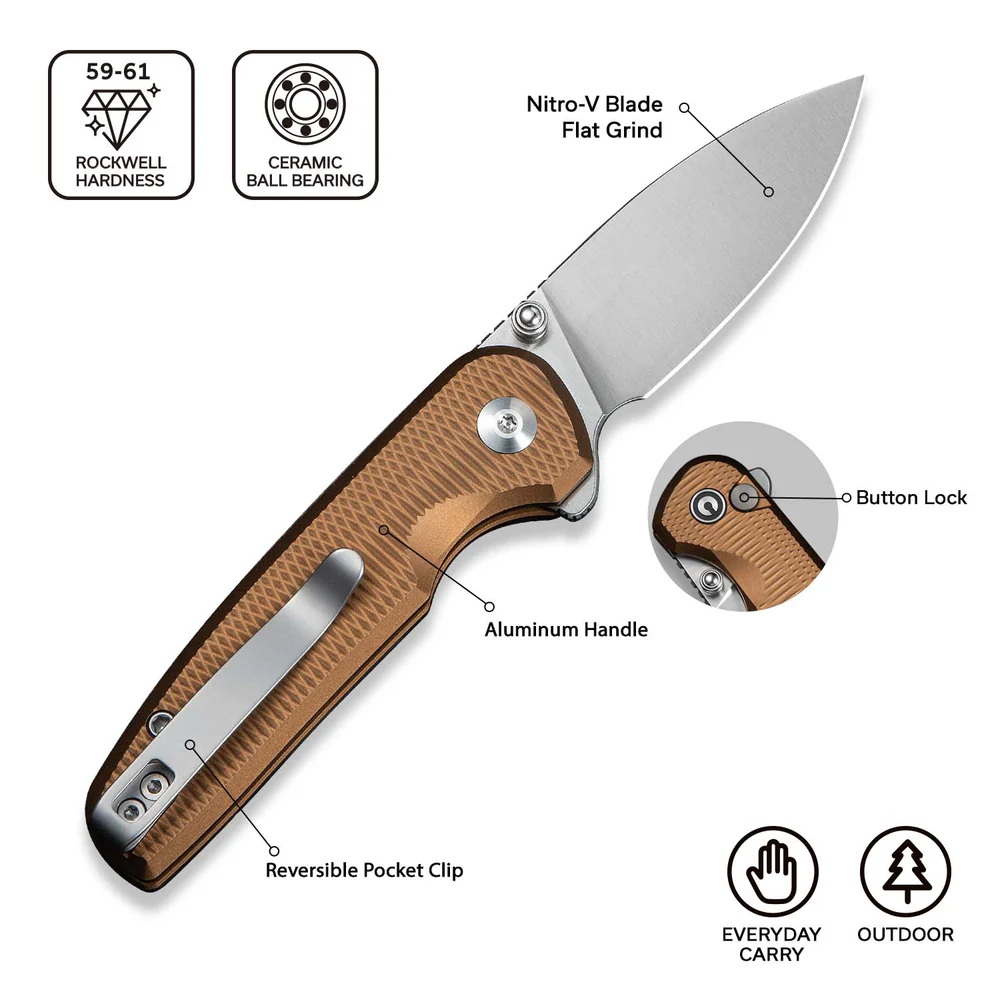 CIVIVI Mini Shakan Coyote Brown Aluminum 7