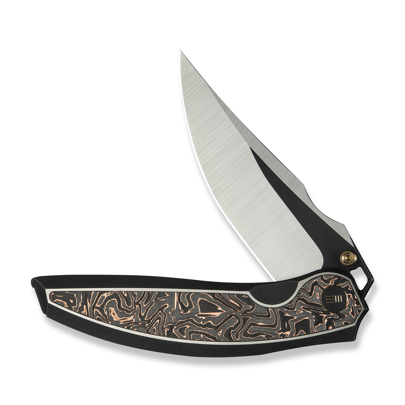 WEKNIFE Quinseris Black Titanium Handle With Copper Foil Carbon Fiber Inlay 4