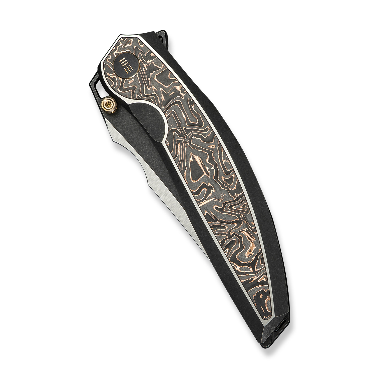 WEKNIFE Quinseris Black Titanium Handle With Copper Foil Carbon Fiber Inlay 5