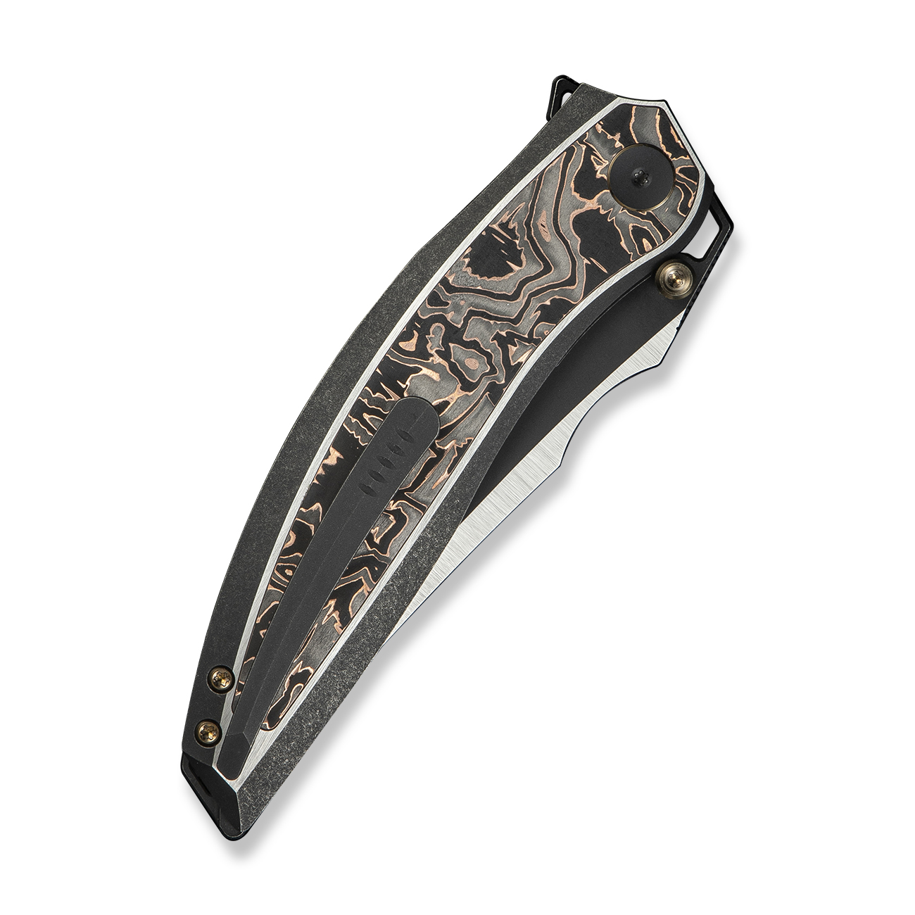 WEKNIFE Quinseris Black Titanium Handle With Copper Foil Carbon Fiber Inlay 6
