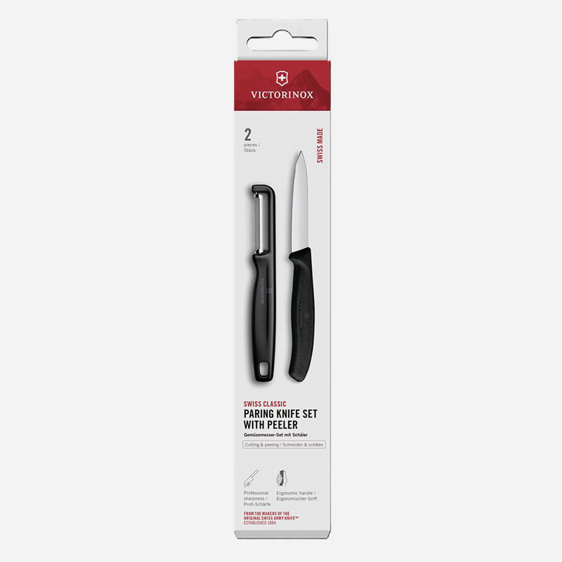 Комплект Victorinox Swiss Classic, нож и белачка, черни Stainless Steel PР