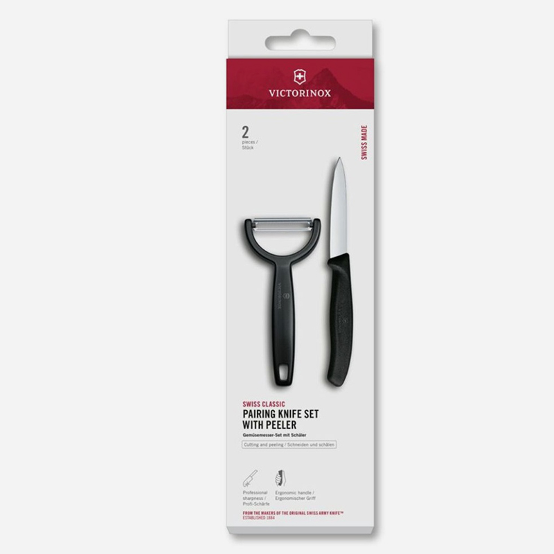 Комплект Victorinox Swiss Classic, нож и Y-белачка, черни Stainless Steel PР