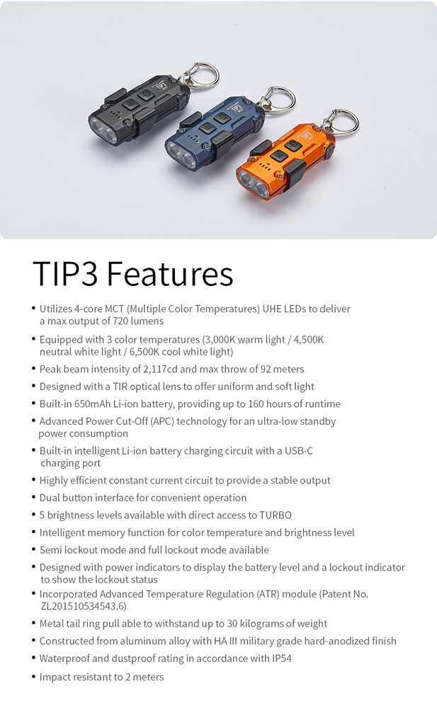 LED фенер Nitecore TIP3, черен 33