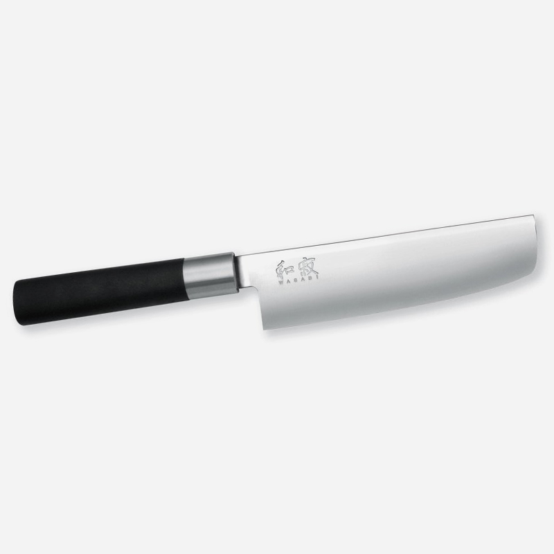 Кухненски нож за зеленчуци Wasabi Black Nakiri KAI 6716N 6A/1K6 стомана Черен полипропилен с бамбукова пудра