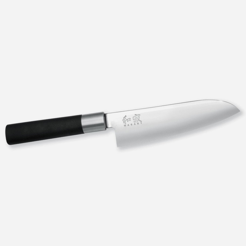 Кухненски нож SANTOKU Wasabi Black KAI 6716S 6A/1K6 стомана Черен полипропилен с бамбукова пудра