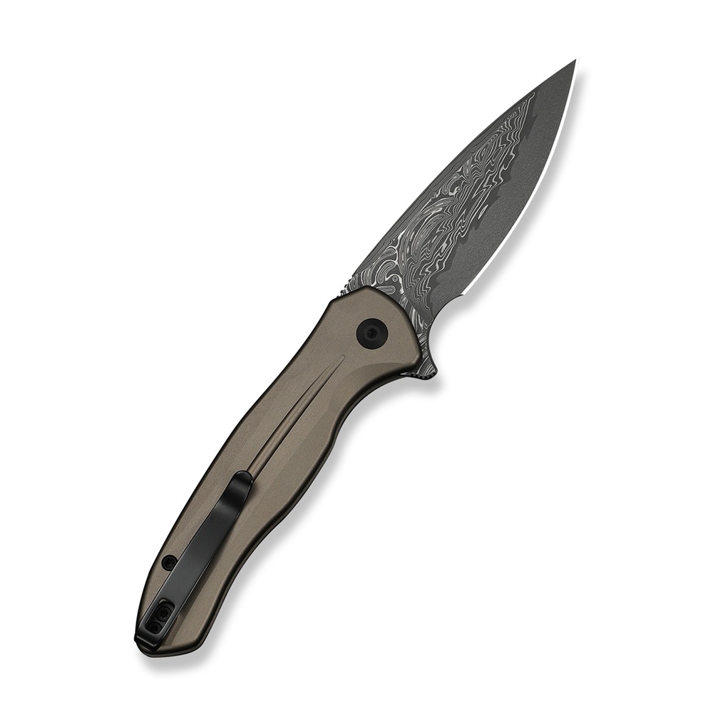 Джобен нож CIVIVI Button Lock Kitefin Brownish Gray Aluminum Damascus 2