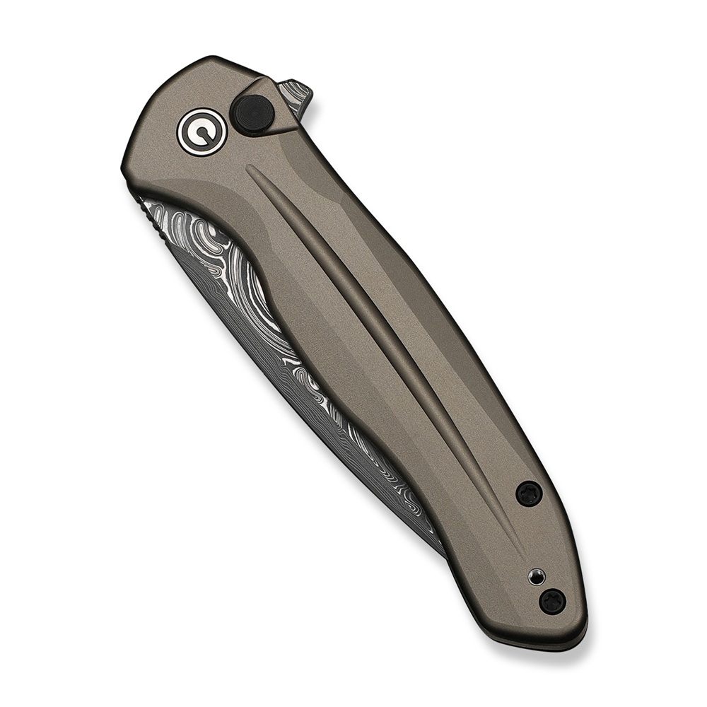 Джобен нож CIVIVI Button Lock Kitefin Brownish Gray Aluminum Damascus 4