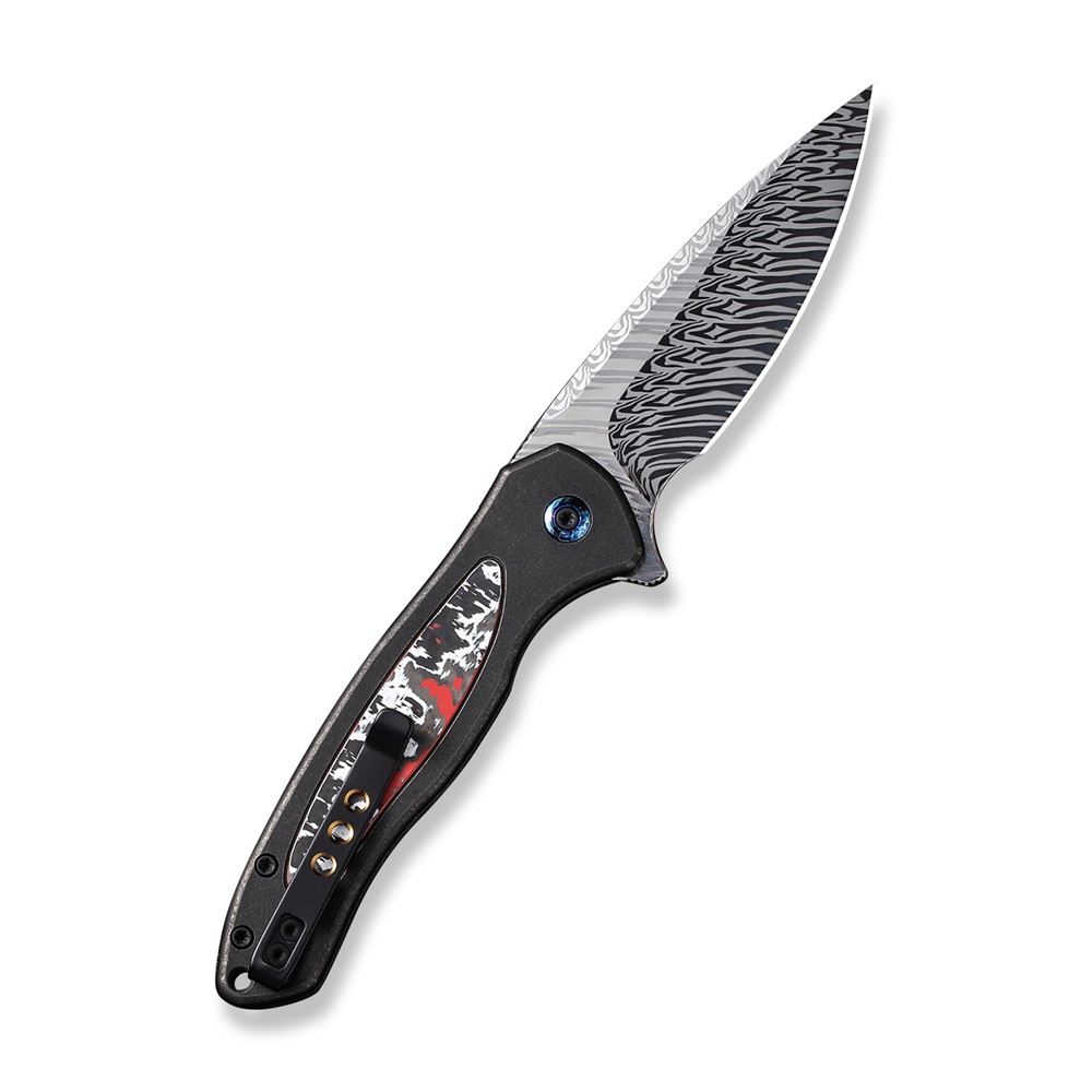 Нож WEKNIFE Button Lock Kitefin Damasteel Black Titanium & Carbon Fiber