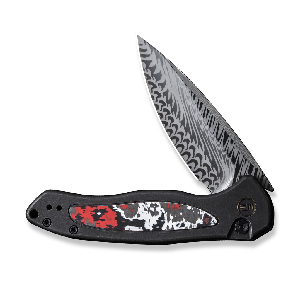 WEKNIFE Button Lock Kitefin Black Titanium & Carbon Fiber Damasteel 3
