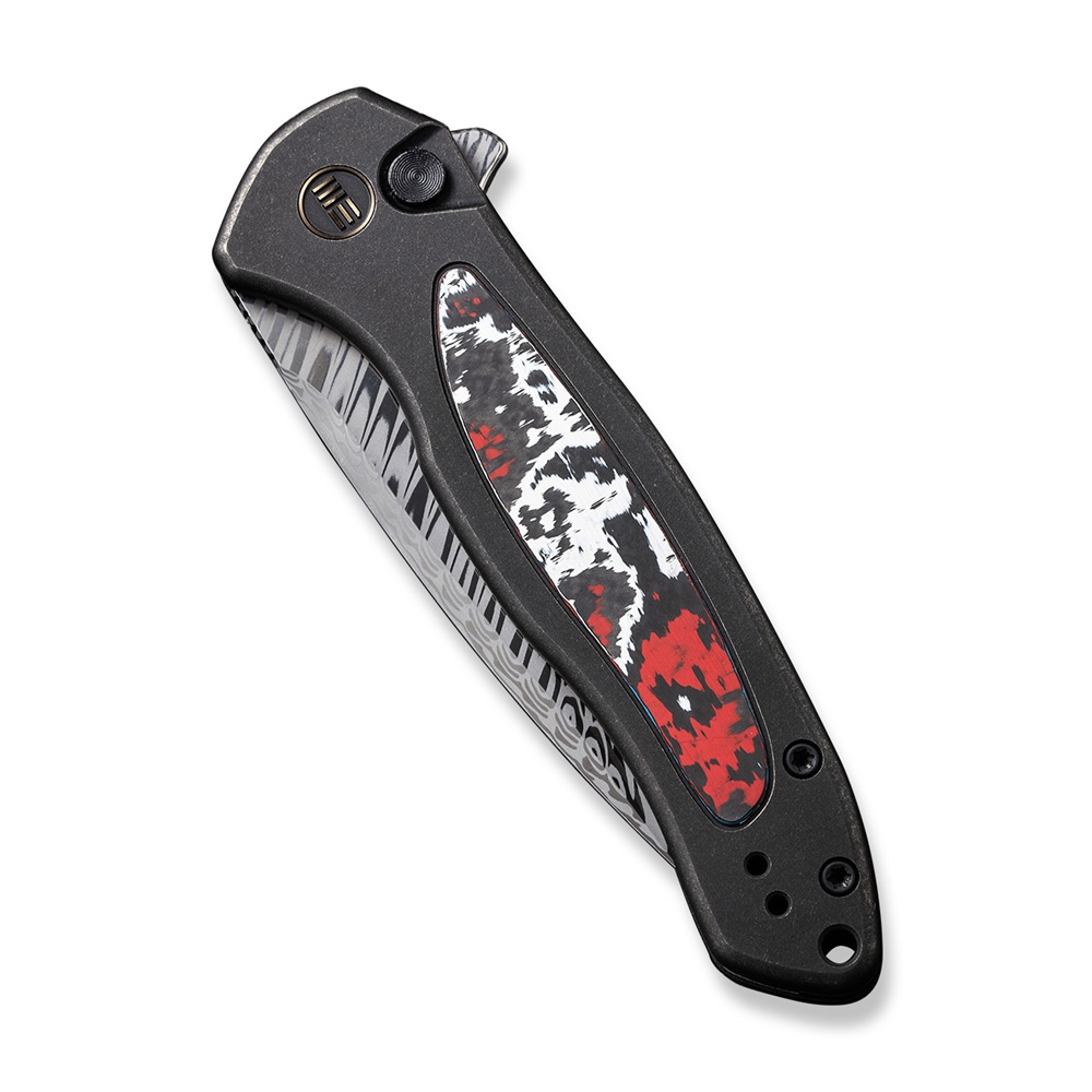 WEKNIFE Button Lock Kitefin Black Titanium & Carbon Fiber Damasteel 4