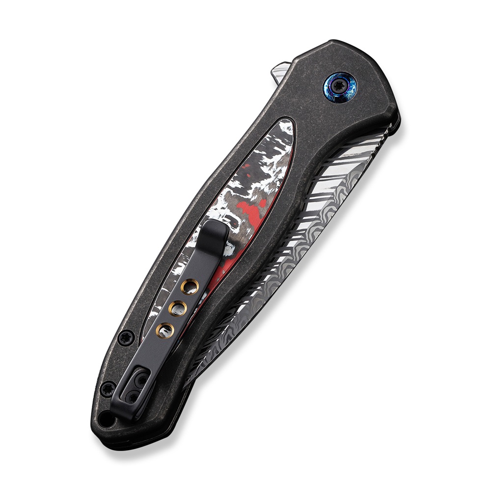 WEKNIFE Button Lock Kitefin Black Titanium & Carbon Fiber Damasteel 5