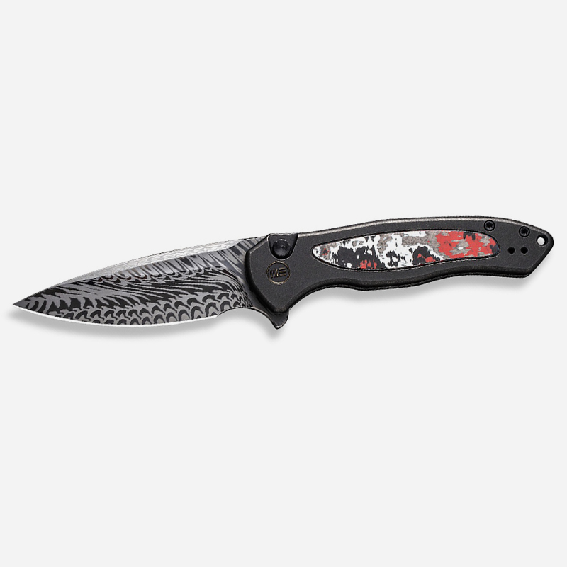 Нож WEKNIFE Button Lock Kitefin Damasteel Black Titanium & Carbon Fiber