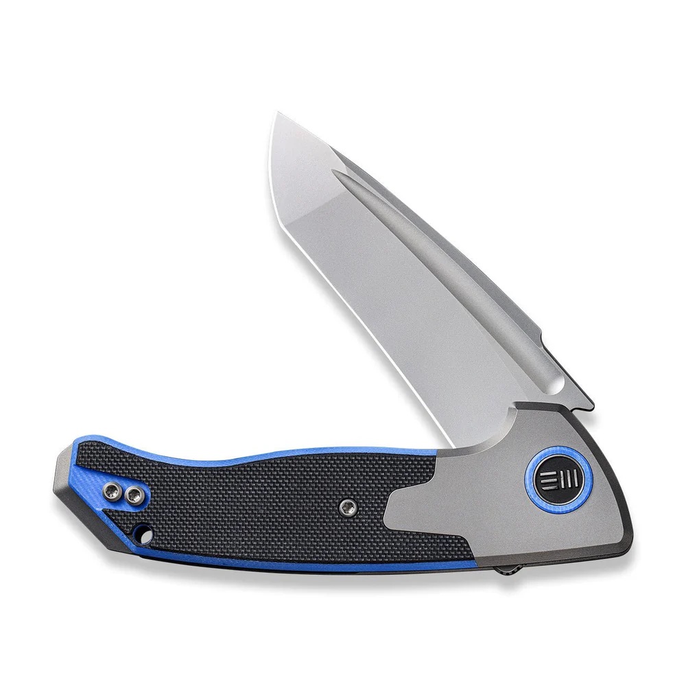WEKNIFE Press Check Gray Titanium With Black Blue G10 Inlay 4