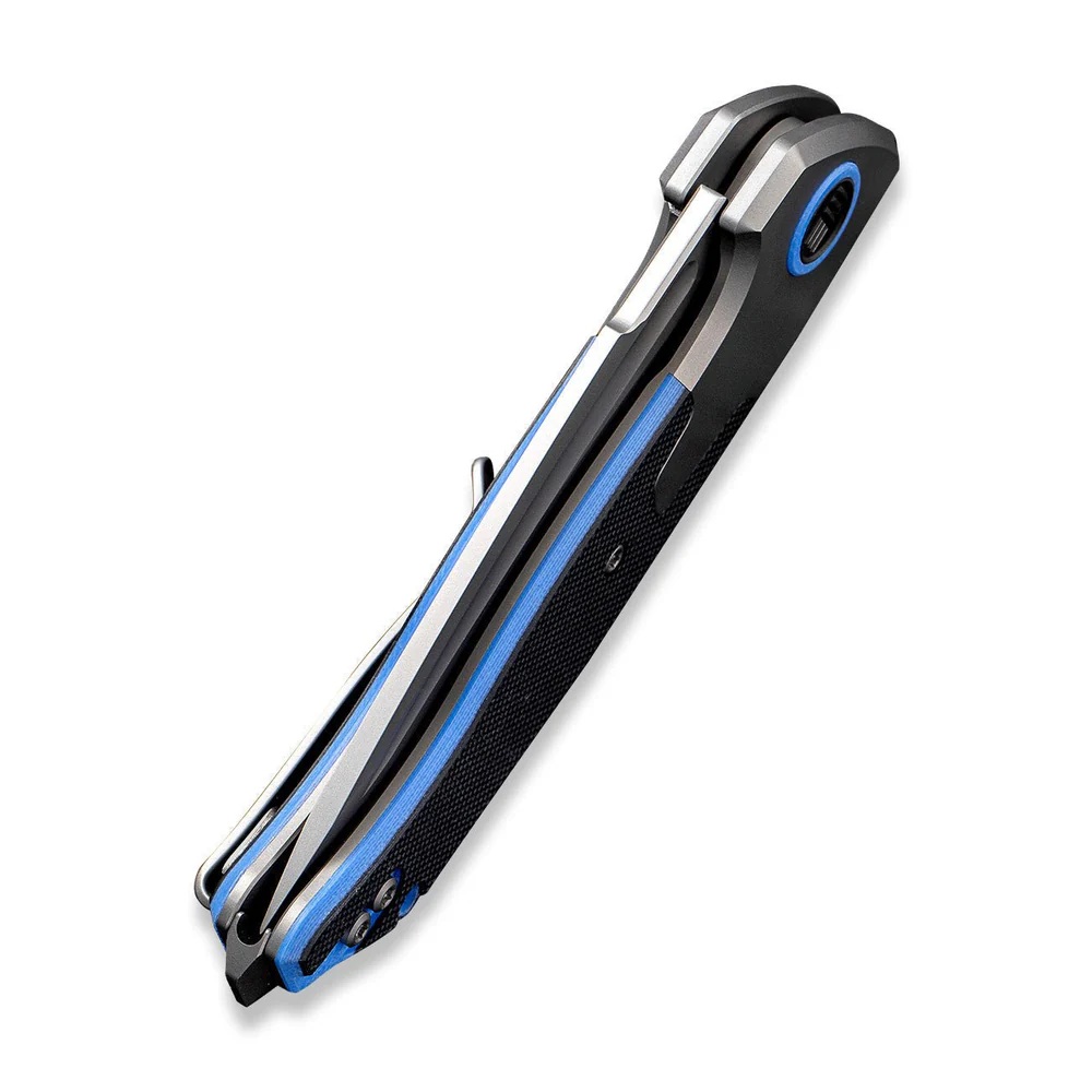 WEKNIFE Press Check Gray Titanium With Black Blue G10 Inlay 7