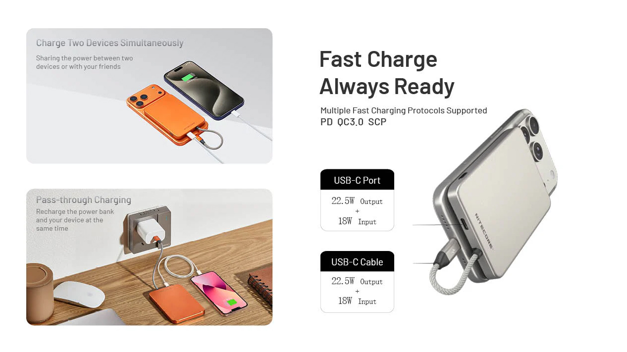 Nitecore POCKET 5 5000mAh Magnetic Power Bank with Built-In Cable 21