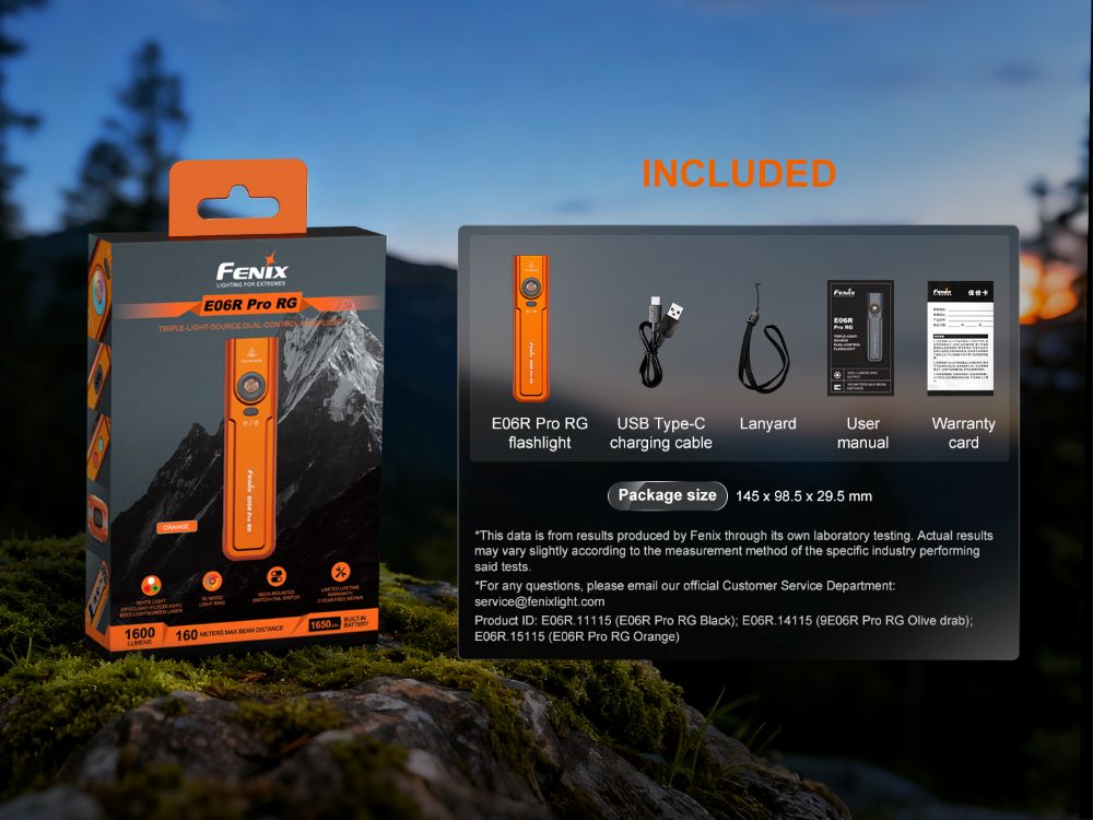 Фенер Fenix E06R Pro RG LED – оранжев 17