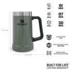 Термо Халба за бира Stanley Adventure Vacuum Stein 0.7L / 24oz Hammertone Green