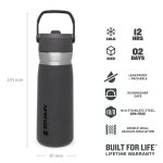 Термо бутилка с вградена сламка Stanley IceFlow™  Flip Straw Water Bottle 0.65L / 22OZ Charcoal